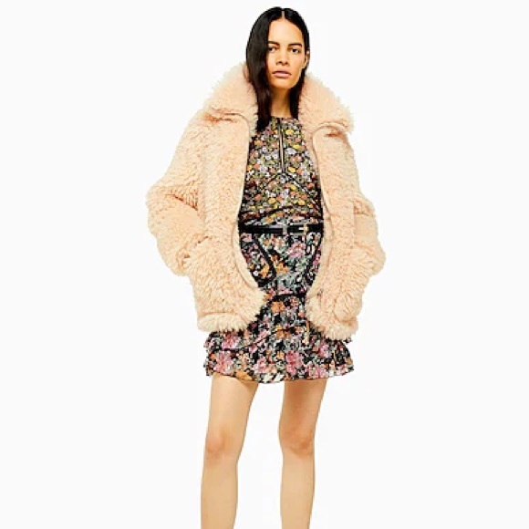 Topshop Jonas faux shearling zip fur coat borg Sherpa - Picture 13 of 14